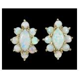 14K Yellow gold opal cluster post earrings,