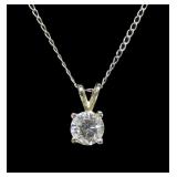 14K White gold 16" chain with CZ pendant,
