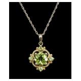 14K Yellow gold peridot 5-stone pendant with