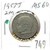1957 German 2 marks