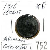 1916 Belgian 10 cents