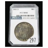 1922-D Peace dollar, PCI slab certified MS-65