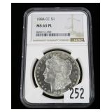 1884-CC  Morgan dollar, NGC slab certified