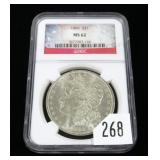 1889 Morgan dollar, NGC slab certified MS-62