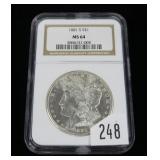 1881-S Morgan dollar, NGC slab certified MS-64