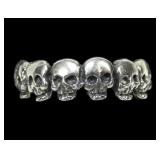 Sterling silver skulls band style ring, size 10.5