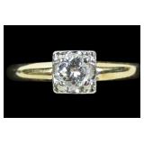 14K Yellow and 18K white gold Old European cut