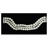 7.5" Three-strand pearl bracelet with sterling
