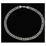 Sterling and multi-colored bead 17" necklace,