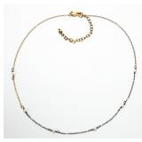 Sterling silver gold wash pearl station necklace,