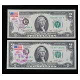 x2- First Day of Issue Federal Reserve notes, Unc.