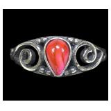 Sterling silver bezel set pear shape pink paua