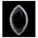Sterling silver faceted marquise shape black onyx