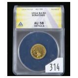 1914 $2.50 Gold Indian Head Quarter Eagle, ANACS