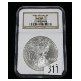 1996 Silver Eagle, NGC slab certified MS-69