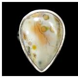 Sterling silver large pear shape leopard jasper