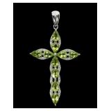 Sterling silver pear cut peridot cross,