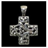 Sterling silver lattice design cross, 1" x 1.5"