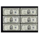 x6- $5 silver certificates, series of 1953,