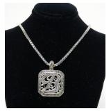Sterling silver and marcasite hinged "B" pendant
