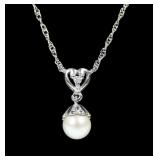 Sterling silver pearl pendant with 18" sterling