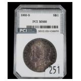 1882-S Morgan dollar, PCI slab certified MS-66