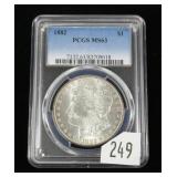 1882 Morgan dollar, PCGS slab certified MS-63