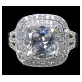 Sterling silver square mixed cut CZ, approx.