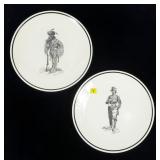 Pair of Frederic Remington plates by Brown &