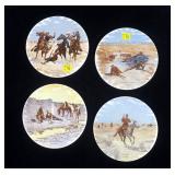 Set of 4 Frederic Remington 6" round tiles by