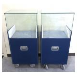 2- Rolling display cabinets with storage,