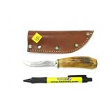 Case XX stag handle knife, 7" with leather sheath