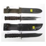 Lot, two MK2 fighting knives with sheaths