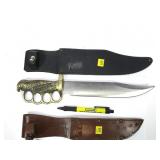 Lot, two knives with sheaths