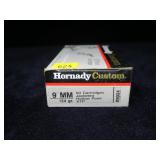 Box of Hornady Custom 9mm Luger 124-grain