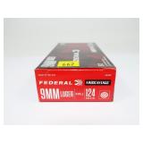 Box of Federal 9mm Luger 124-grain FMJ cartridges