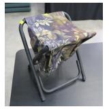 Folding camo stool with zip compartment