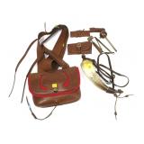 Lot, custom leather shooting bag, tool pouch,