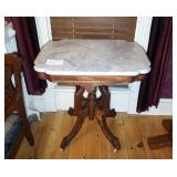 Victorian marble top walnut table,