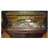 Lot: Assorted vintage letter openers, inkwell,