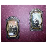 Pair of Vintage Bowed Glass framed Photos,
