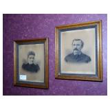Pair of Victorian Oak Framed Portraits,