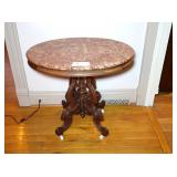 Victorian Oval Marble top Walnut table.