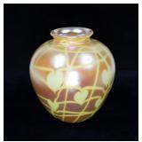 Art glass signed vase, 6.5" H.
