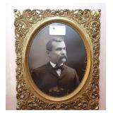 Victorian Guilt frame with portrait, 26" x 22"