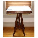 Victorian marble top walnut table,