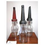 3 - Vintage Oil bottles "Huffman" "Atlantic"