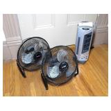 Lot: 3 fans, 2- 9" and desktop fan
