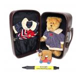 Boyds Mohair bear with case, clothing and pull toy