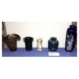 Lot: art glass and porcelain, 5 pcs.
